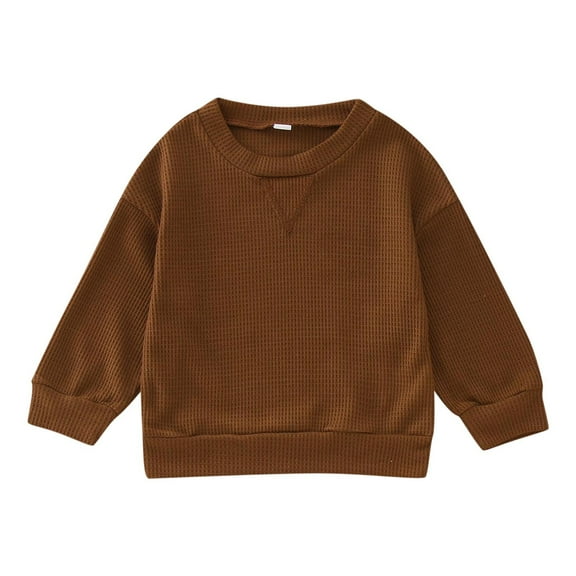 Gubotare Little Girls Sweatshirts Cotton Long Sleeve Crewneck Pullover Toddler Kids Winter Warm Shirt Sweater Tops Gifts for Girls (Brown,18-24 Months)