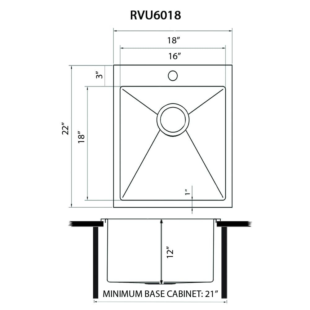 Ruvati Topmount Laundry Utility Sink 18 x 22 x 12 inch Rounded Corners Deep 16 Gauge Stainless Steel