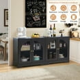 thumbnail image 4 of Wirrytor Accent Cabinets Storage Cabinet with Acrylic Door, Short Floor Wood Sideboard Buffet Cabinet with Display Adjustable Shelve for Living Room(Black), 4 of 8