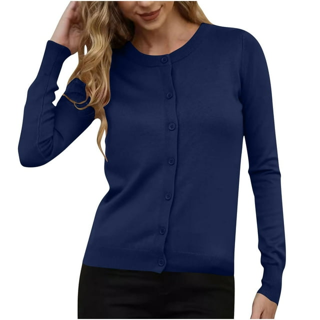 Plebaso Women's Knitted Cardigan Button down Casual Long Sleeve Lightweight Open Front Cardigan Sweaters