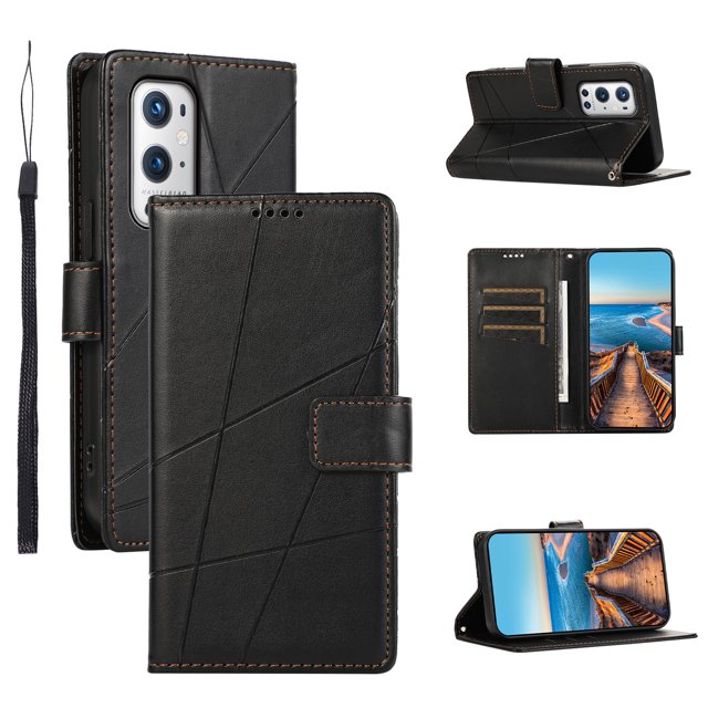 OnePlus 9 PRO 5G Case ,Vintage PU Leather Flip Cover Card Slots Magnetic Kickstand Hand Strap Case for OnePlus 9 PRO 5G