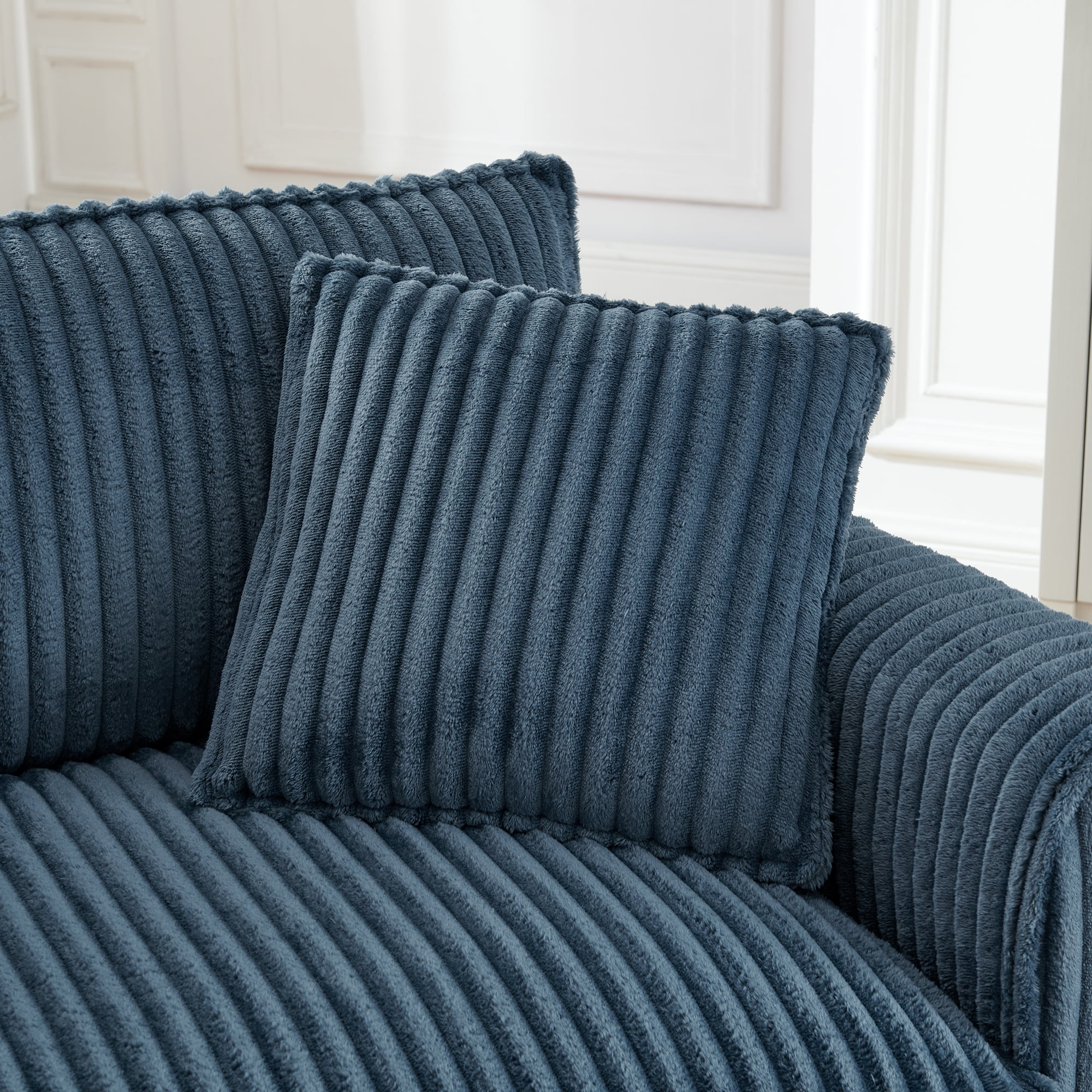 Leumius Accent Chair Armchair,Comfy Upholstered Single Sofa Chair with 2 Pillow for Living Room,Bedroom,Blue