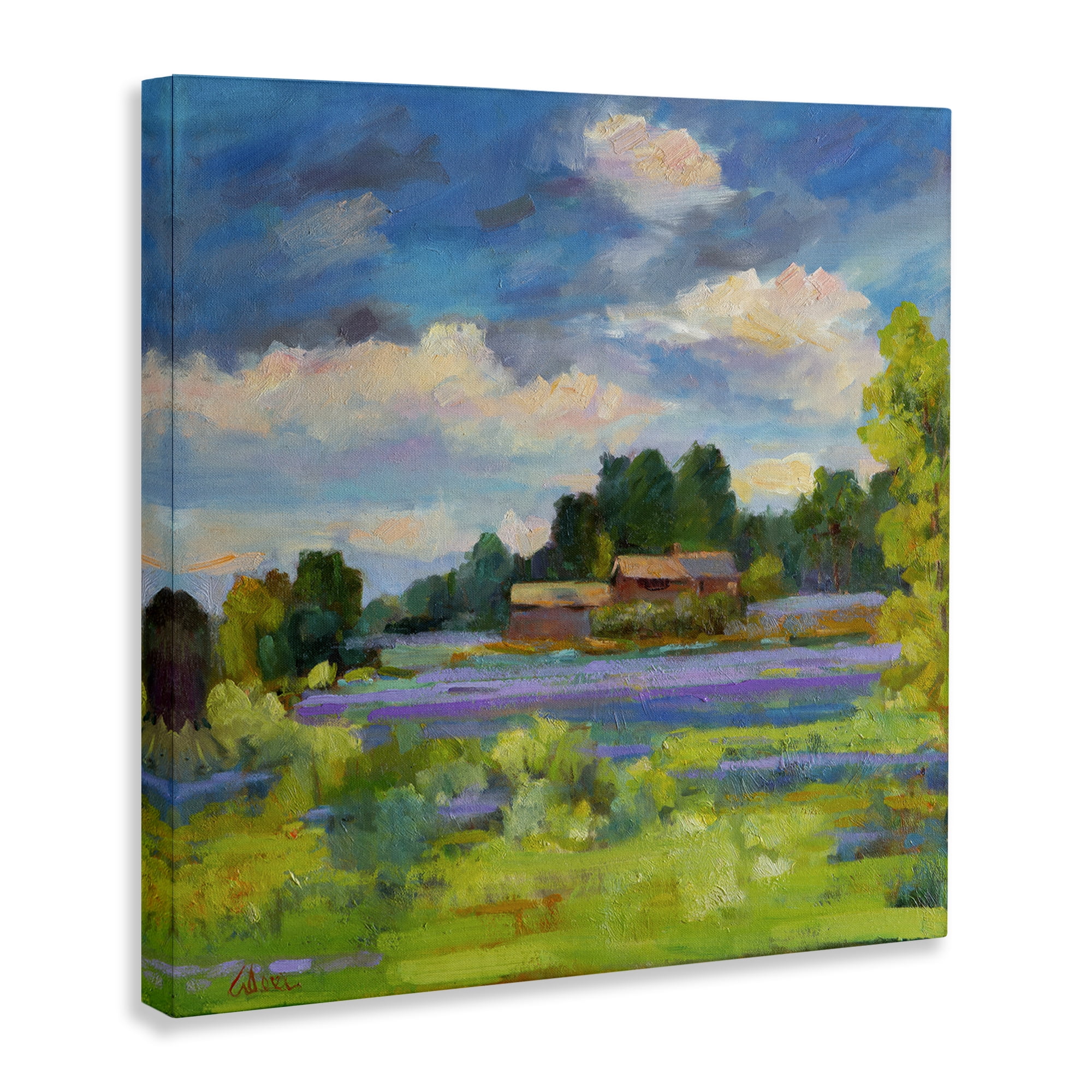 Stupell Industries Lavender Countryside Landscape Landscape & Nature Painting Wrapped Canvas Art Print Wall Art, 24 x 24