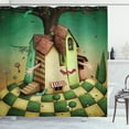 thumbnail image 1 of Mural Shower Curtain, Conceptual Illustration for Fairy Tale Wonderland House with a Girl Trapped Inside, Fabric Bathroom Set with Hooks, 69W X 70L Inches, Multicolor, by Ambesonne, 1 of 3