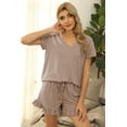 thumbnail image 3 of Women's Pajama Set Cotton Sleepwear V-Neck Short Sleeve with Shorts Nightwear, 3 of 4