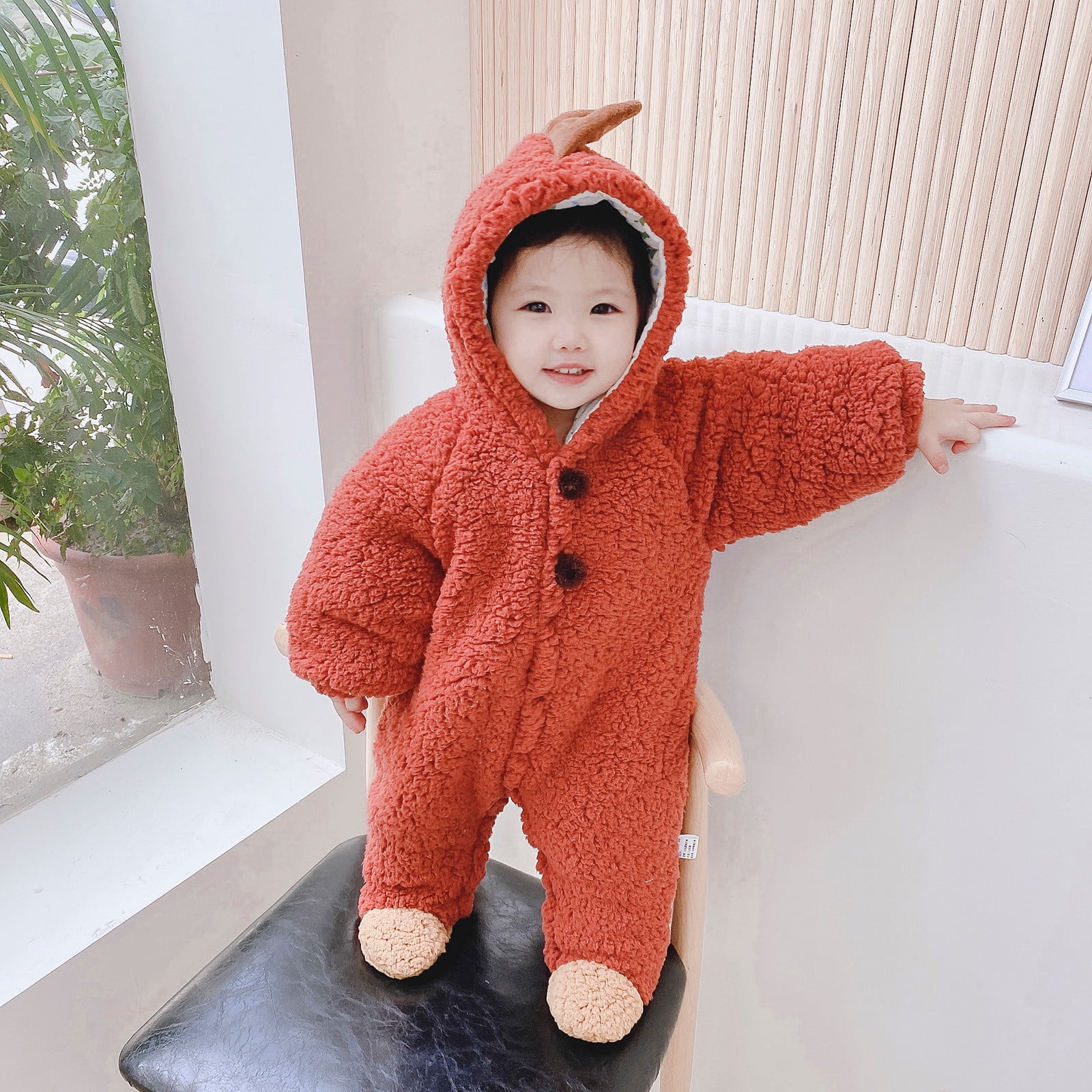 LSLJS Baby Bodysuit Infant One Piece Kids Hooded Romper Outerwear