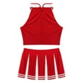 thumbnail image 4 of vastwit Womens Cheer Leader Costume Uniform Cheerleading Crop Top with Pleated Mini Skirt Sets Red L, 4 of 5