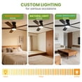 thumbnail image 2 of Ventilateur de Plafond Moderne 52 Pouces avec Lumière DEL à Intensité Réglable – Moteur CC Réversible Silencieux – 3 Couleurs Réglables – Télécommande – Écoénergétique – Profil Bas Montage Affleurant – Noir Mat – Chambre, Salon, 2 of 7