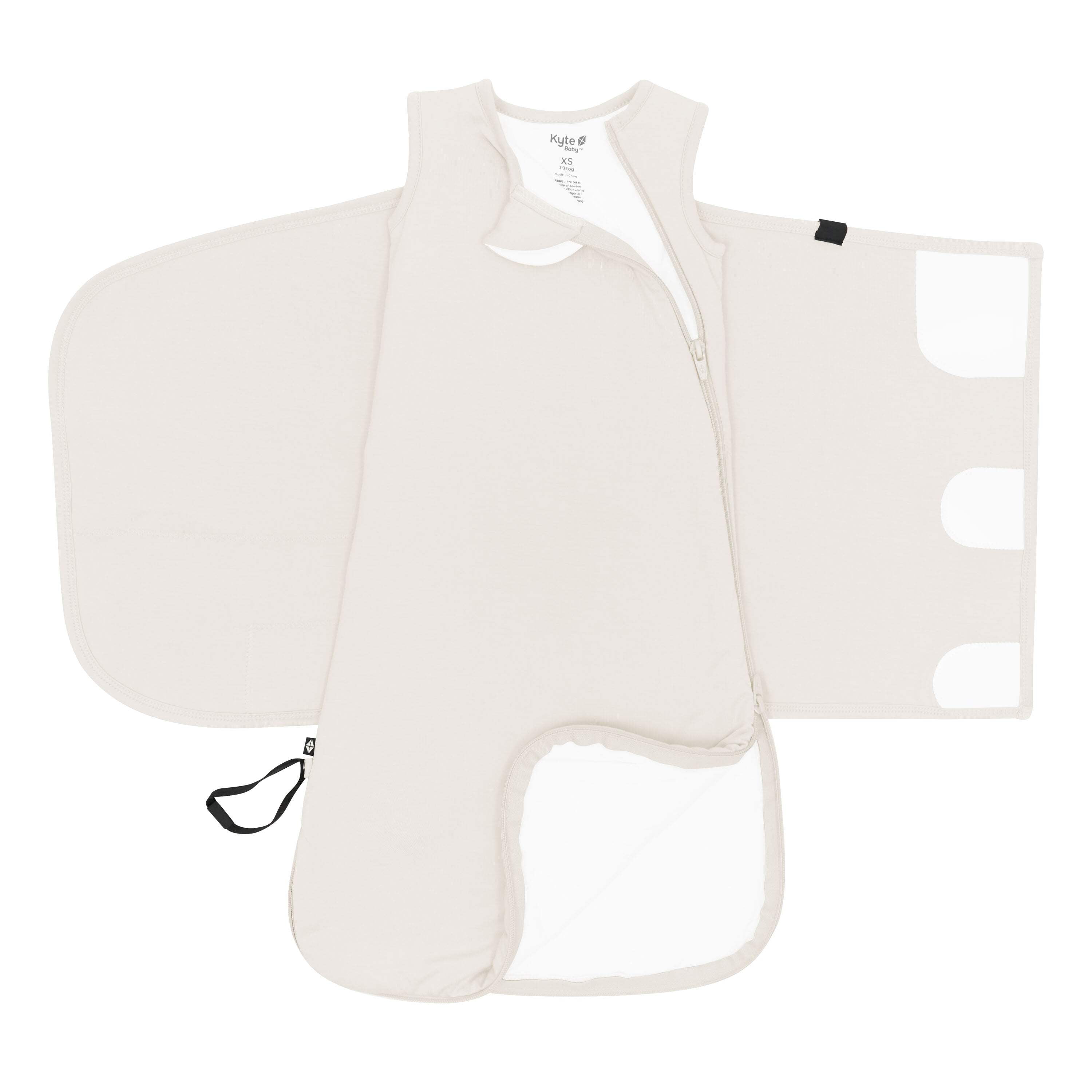 Kyte Baby Sleep Bag Swaddler in Oat with Removable Swaddle Wrap, 1.0 Tog, Size XS