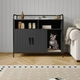 thumbnail image 4 of AKDSteel Cat Litter Box Enclosure, Hidden Litter Box Cabinet With Double Doors, Two Storage Compartments, Scratching Mat, And Sturdy Metal Frame, 4 of 8