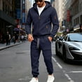 thumbnail image 4 of Men's Full Zip Hooded Sweatshirt and Drawstring Jogger Pants Set Casual Tracksuit with Multiple Zippered Pockets, 4 of 5