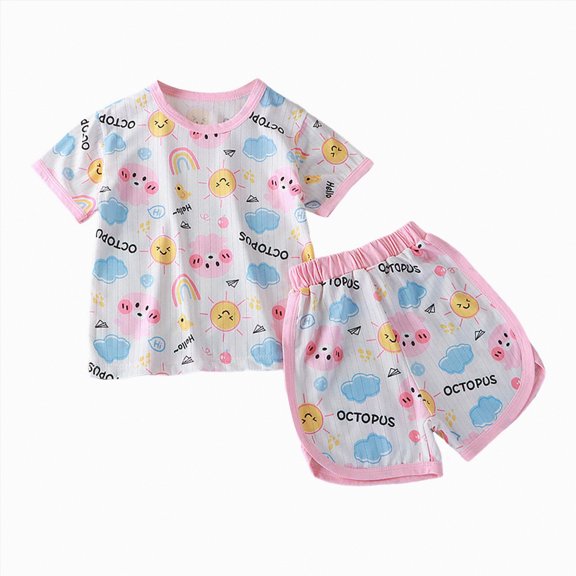 Hessimy Girl 2 Piece Outfits Toddler Girl Clothes Oversized Short Sleeve T Shirt Active Running Bike Short Sets,Running Style(Pink,3-4 Years)