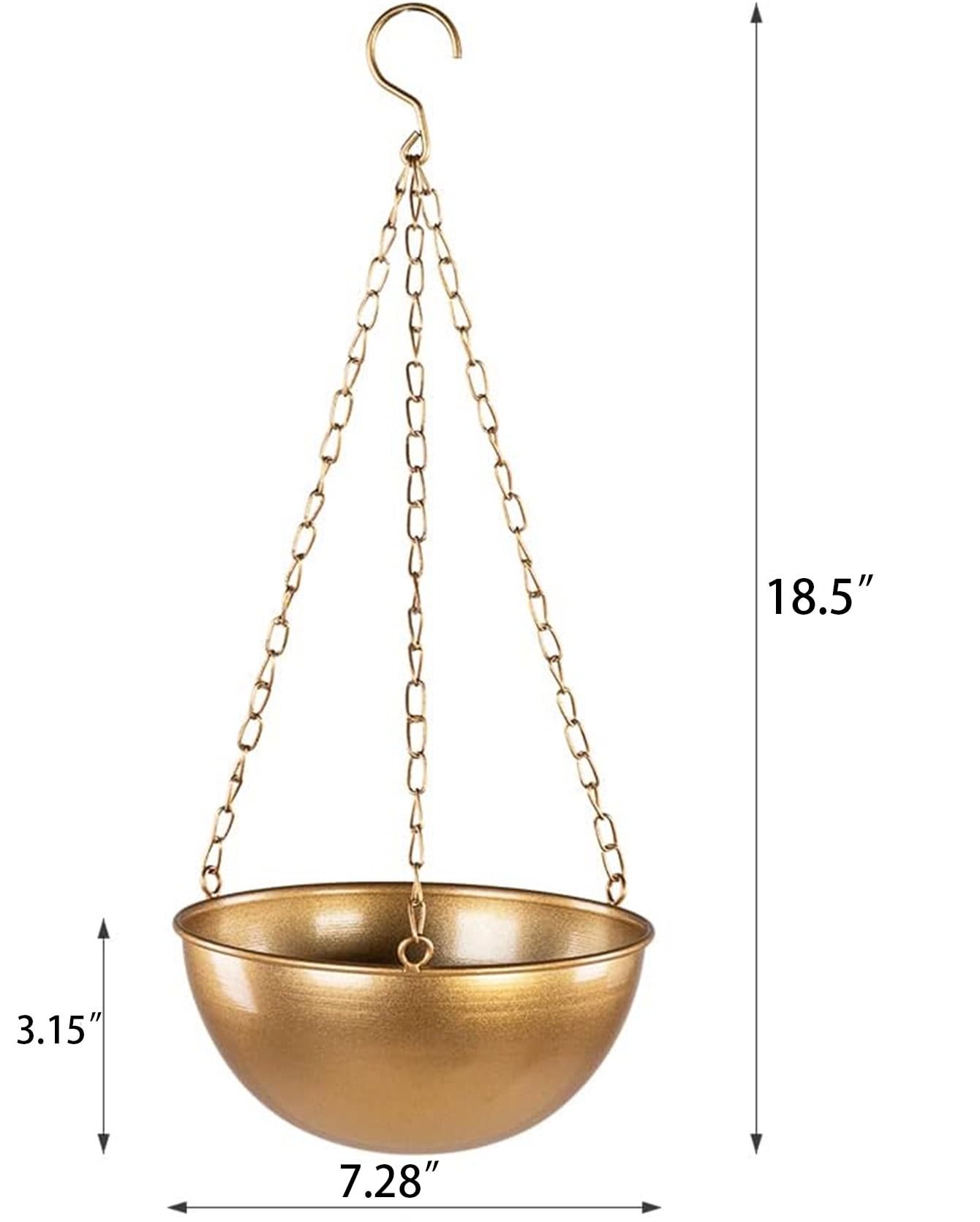 Metal Hanging Planter Basket,Bexikou 2 Pcs Golden Round Plant Pot with Chain,Hanging Plant Holder for Home Decor, Indoor & Outdoor Use