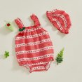 thumbnail image 5 of Okbabeha Baby Girl Romper Sleeveless Cherry Print Bodysuit and Hat Newborn Infant Summer Clothes Outfit, 5 of 8