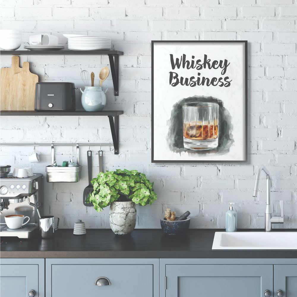 Stupell Industries Whiskey Business Bar Kitchen Drawing Framed Wall Art by Daphne Polselli