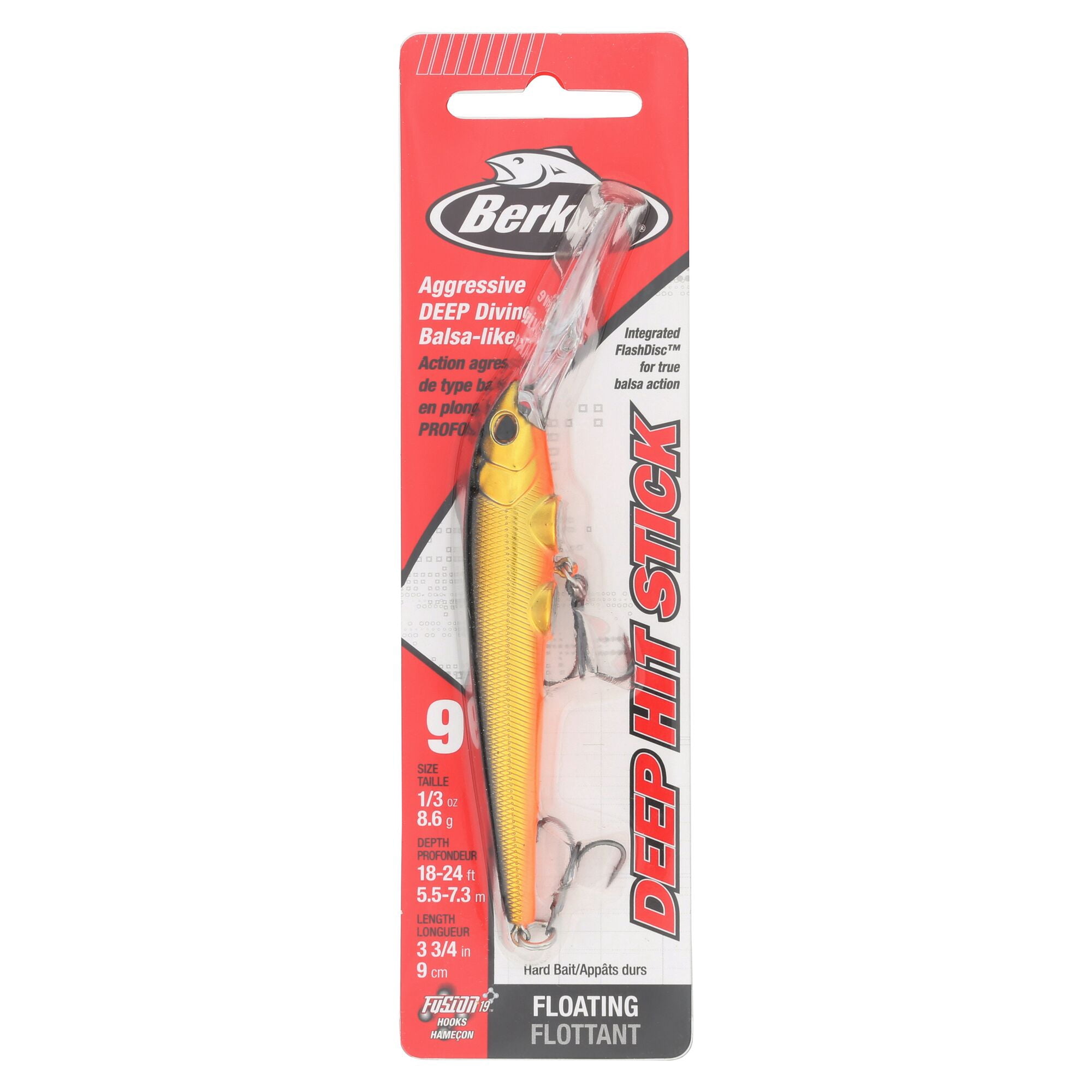 Berkley Deep Hit Stick, 3.75 in, Crankbaits, Black Gold (1 Count)