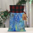 thumbnail image 5 of Rocae Peacock Print Christmas Drawstring Linen Gift Bag with Drawstrings Treat Bag Goody Present Bags for Christmas Party Favor, 5 of 8
