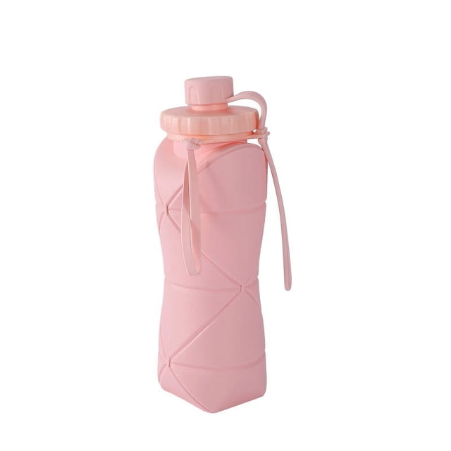 Taza de agua plegable de silicona, portátil, telescópica, para deportes al aire libre, 600 ml, taza de agua de viaje de gran capacidad, taza térmica