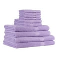 thumbnail image 4 of Mainstays 10 Piece 100% Cotton Towel Set, 2 Bath Sheets, 2 Bath 2 Hand and 4 Washcloths, Super Soft and Highly Absorbent Basic Solid Towel Set for Bathroom, Hotels, Spa and Gym – Lavender, 4 of 7