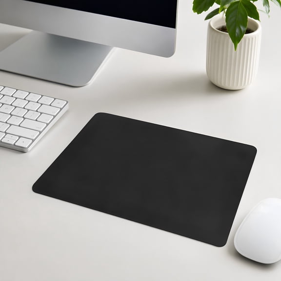 ETHZZLE Black PU Mouse Pad - Minimalist Design, Non-Slip, Ideal for Travel