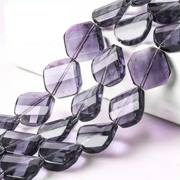 U8MO 10pcs 18mm Twist Flat Round Faceted Crystal Glass Loose Beads for Jewelry Making-Bluish Purple