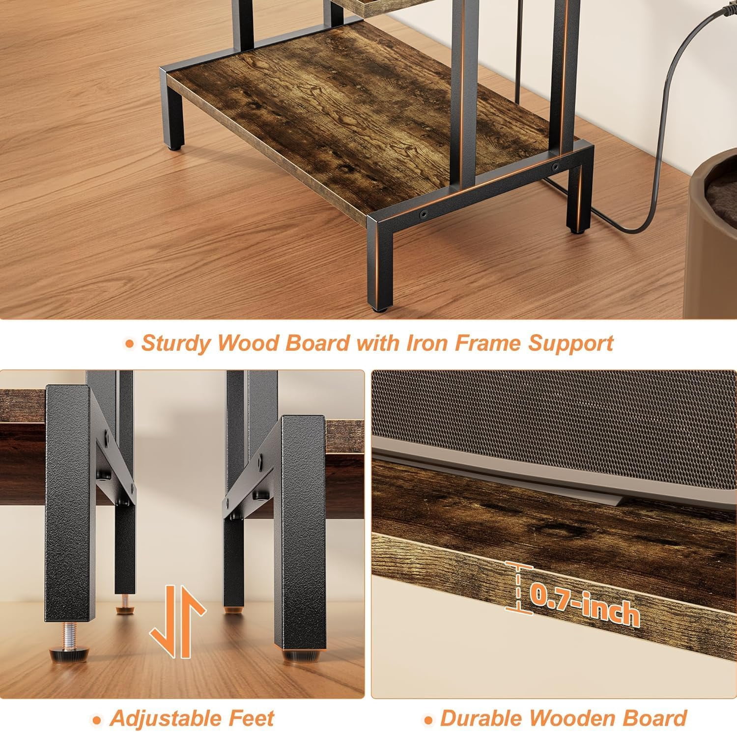 KitchenKey Game Console Stands, 4-Tier AV Media Shelf, Stereo Stand, Wood Gaming Entertainment Center Rack for Audio Video Games DVD Player Organizer Storage Shelves fit Small Space