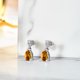 thumbnail image 2 of Pendientes Clásicos de oro blanco de 18 K JeenMata con citrino de 2,5 quilates para mujer, 2 of 5