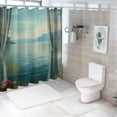 thumbnail image 7 of Orinice Ocean view shower curtain blue tropical seamounts, green trees, forest flowers, natural scenery, seaside view, bathroom fabric decoration 36x72, 7 of 7