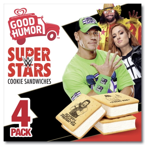 Good Humor Wwe Super Stars Vanilla Cookie Sandwich 4 Oz 4 Count Walmart Com Walmart Com