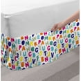 thumbnail image 2 of Alphabet Bed Skirt, Asymmetric Repetition of Simple Colorful Letters with Flowers and Leafy Branches, Elastic Bedskirt Dust Ruffle Wrap Around for Bedding Decor, 4 Sizes, Multicolor, by Ambesonne, 2 of 2