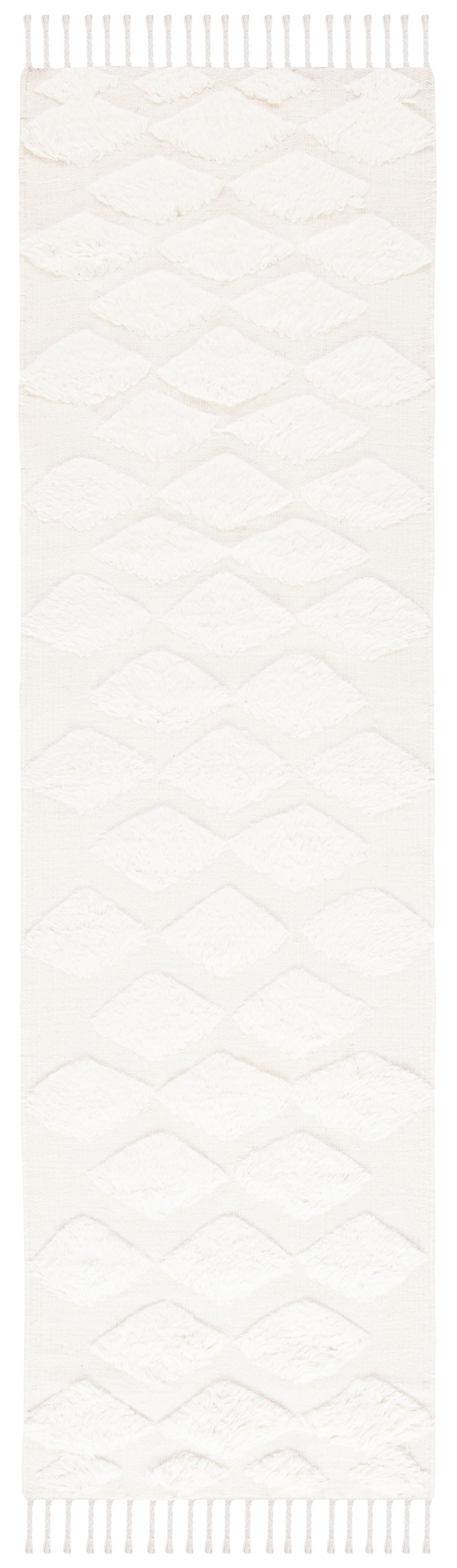 SAFAVIEH Casablanca Winona Solid Wool Runner Rug, Ivory, 2'3" x 8'