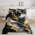 thumbnail image 2 of Castle Fairy Watercolor Ink Flow Texture Full Size Comforter Sets 3-Piece,Boho Golden Leaf Silhouette Bedding Comforter Set,Black Gray Gold,Reversible,1 Comforter and 2 Pillowcases, 2 of 6