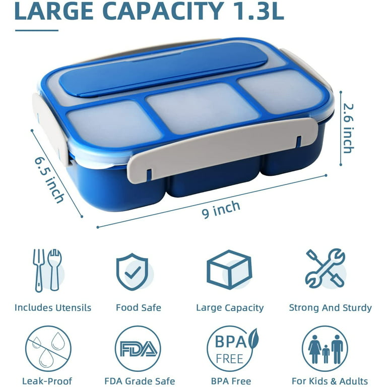 Bento Box, Lunch Box Kids, Bento Lunch Box for Kids/Toddler/Adults, 1300ML-4  Compartment Bento Box Adult Lunch Box w/Food Picks Cake Cups, Built-in  Utensil Set, Leak-Proof, Food-Safe Materials(Blue) - Yahoo Shopping