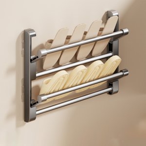Amzcrzy Shoe Rack, Shoe Rack for Entryway, Shoe Organizer, Aluminum Foldable Wall Mounted Slipper Storage Rack Shoe Rack Space Saving Storage Rack Behind The Door/bathroom Aluminum storage rack