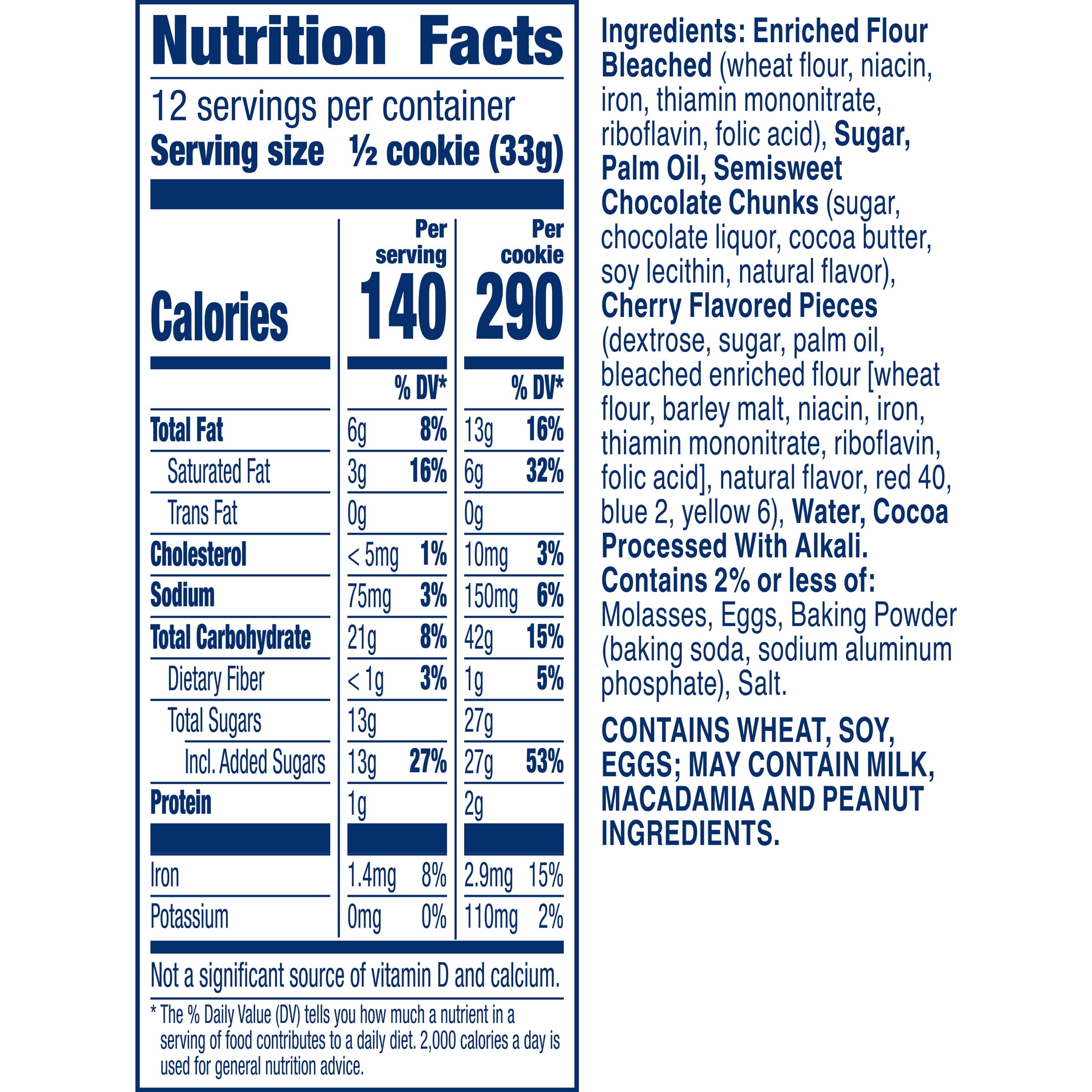 Pillsbury Ready to Bake! Big Cookies Double Chocolate Cherry Cookie Dough, 6 Count, 14 oz