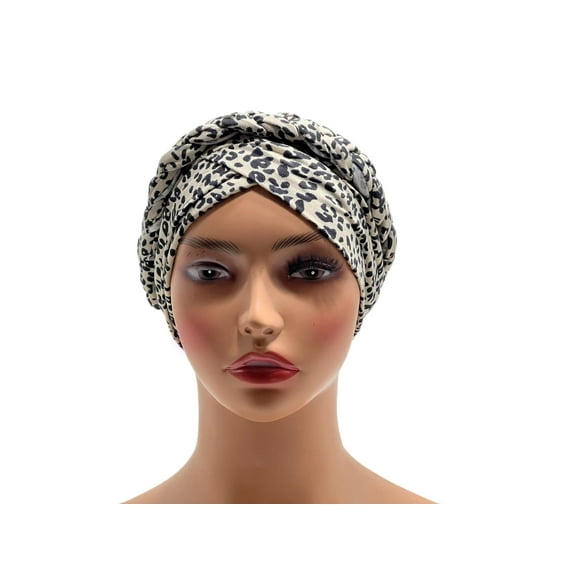 JUPA Place Animal Skin Print Turban Head Wraps for Women- Urban Hair Pre-Tied Twisted Braid Hair Cover Head-wraps Scarf Breathable Headband