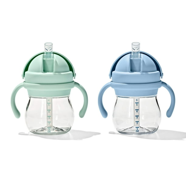 Vaso con pajita y asas OXO Tot Transitions de 6 oz. - Ópalo y Anochecer - Paquete de 2