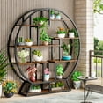 thumbnail image 2 of Tribesigns Display Bookshelf, Round Shaped Bookcase Etagere Shelves, Industrial Retro Organizer Rack Shelf with 14 Shelving Units, 2 of 5