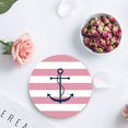 thumbnail image 4 of FMSHPON Nautical Theme Anchor Geometric Pink Stripes Set of 6 Round Coaster for Drinks, Absorbent Ceramic Stone Coasters Cup Mat with Cork Base for Home Kitchen Room Coffee Table Bar Decor, 4 of 6