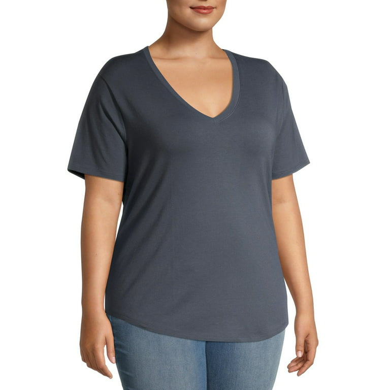 Terra & Sky Women's Plus Size Relaxed Fit T-shirt, 2 Pack 