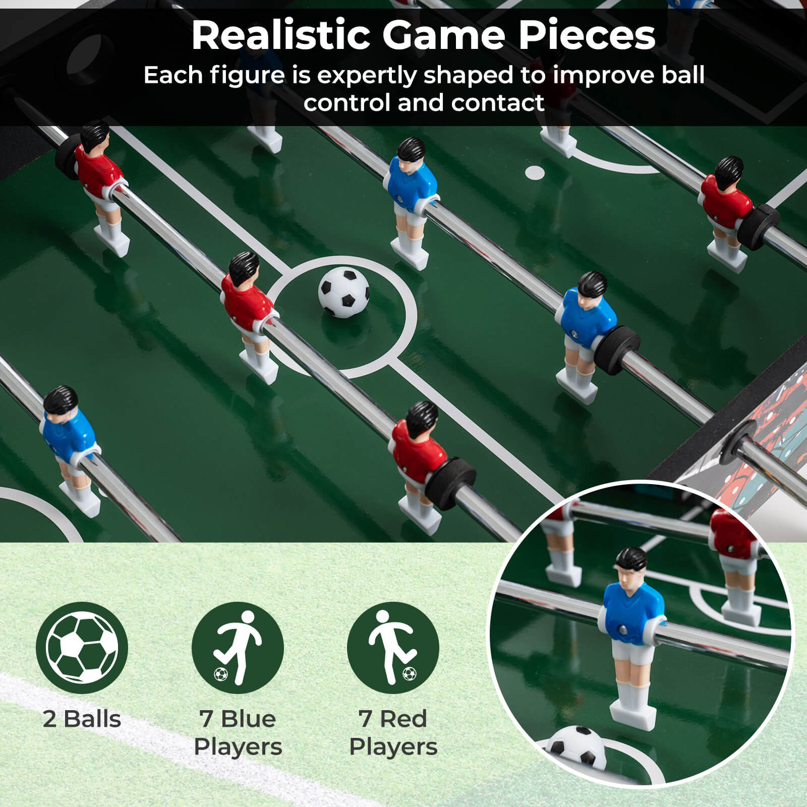 Costway 37" Mini Foosball Table 2-in-1 Game Table with Detachable Legs for Tabletop