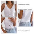 thumbnail image 2 of Camiseta sin mangas para mujer, camiseta sin mangas con un solo pecho, moda femenina, cuello en V, camiseta sin mangas para ir de compras, blanco S, 2 of 8