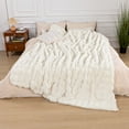 thumbnail image 4 of MJIAexp Faux Fur Throw Blanket for Couch, Cozy Soft Plush Thick Fuzzy Comfy Bubble Blanket and Fuzzy Plush Rabbit Fur Blanket for Sofa Bedroom Living Room, 60" x 80" Beige, 4 of 9