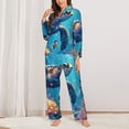 thumbnail image 2 of Fotbe Colorful Underwater Plant Turtle Pattern Long Sleeve Pajama Set for Women,Sleepwear Set,2-piece Loungewear Set,Soft PJs Comfy Nightwear with Pockets -Large, 2 of 7