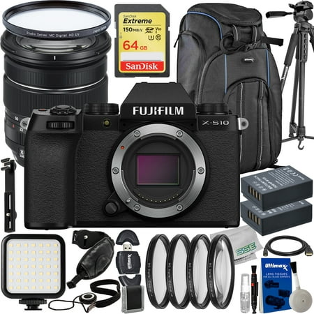 FUJIFILM X-S10 Mirrorless Camera with XF 16-80mm f/4 R OIS WR Lens - 16PC Accessory Bundle
