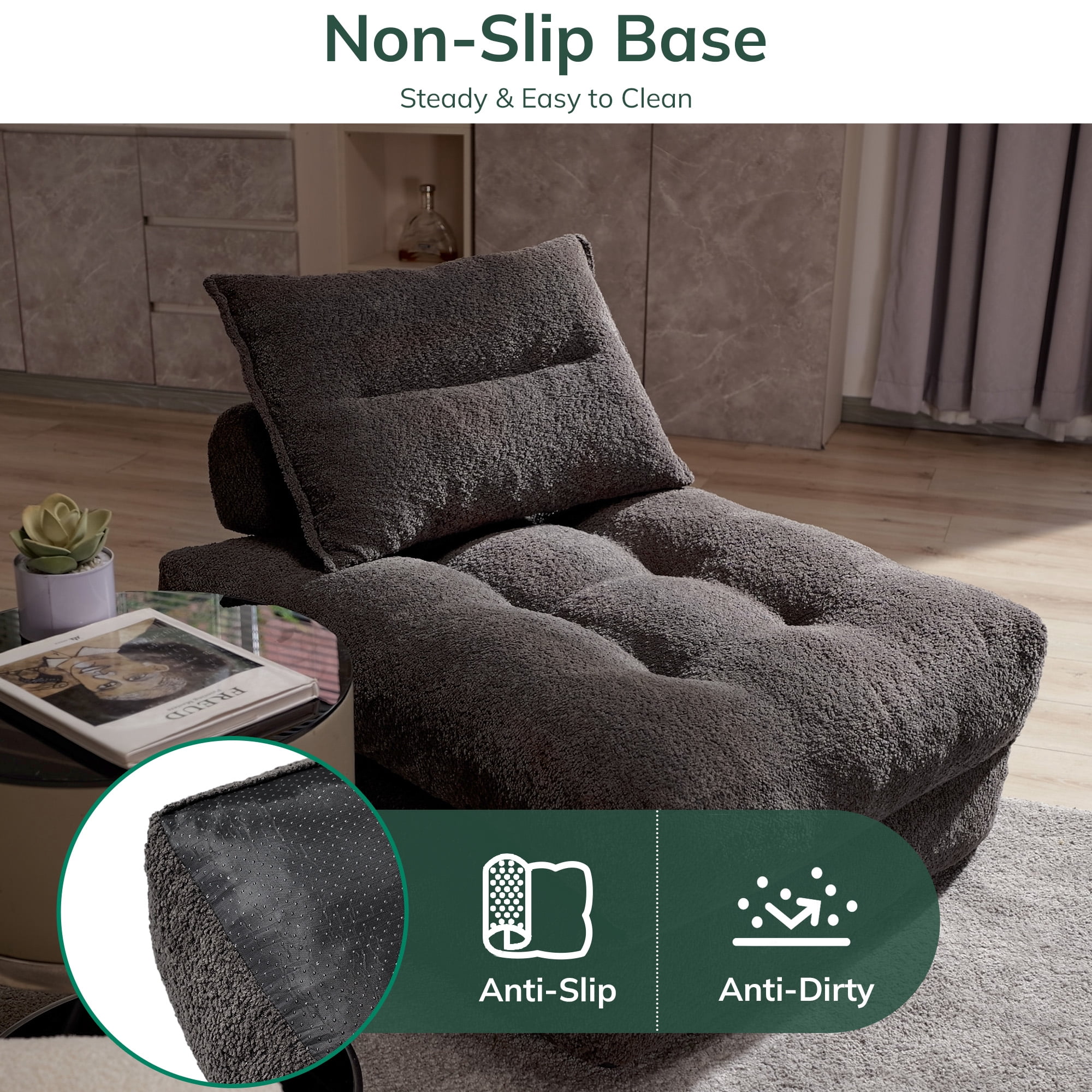 BEHOST 86" 2 Pack Large Futon Sofa Bed for Adults, 3-in-1 Convertible Folding  Chair Bed Sleeper Chair, Dark Gray & Beige