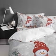 thumbnail image 4 of Christmas Full Size Comforter Set, Red Xmas Snowman Pine Tree Branches Deer Bird Grey Soft Bedding for All Seasons, 4 Pcs Bed Set with 1Comforter (86"x86") ,1 Sheet(80"x116"), 2 Pillowcases (19"x29"), 4 of 7