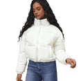 thumbnail image 4 of Women's white Cropped Puffer Jacket Fashion Winter Warm Quilted Coat, 4 of 7
