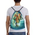 Funny Cartoon Aquaman Drawstring Backpack Sport Gym Bag For Yoga