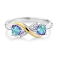 thumbnail image 2 of Gem Stone King 1.16 Ct Heart Shape Mercury Mist Mystic Topaz 925 Silver and 10K Yellow Gold Lab Grown Diamond Ring, 2 of 5